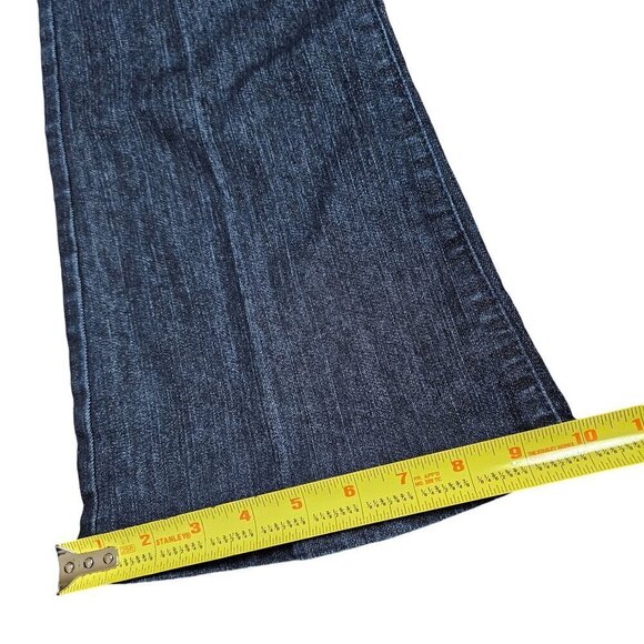 Southpole Flared Jeans Logo Embroidered Pocket Dark Wash Denim Womens 11x32 Y2K - Picture 10 of 10